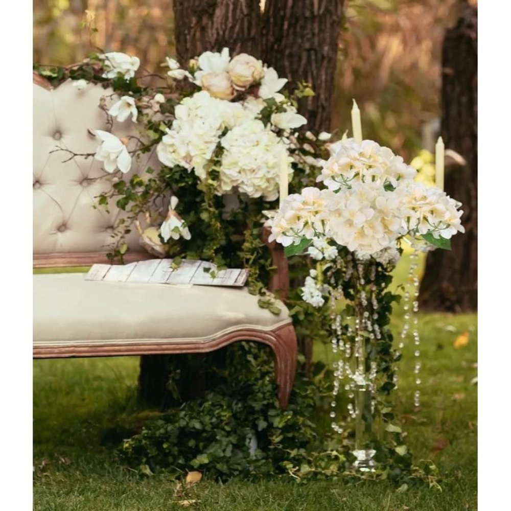 30 piece | Champagne Hydrangeas Flowers w/ stems Silk Floral - Picture 4 of 5